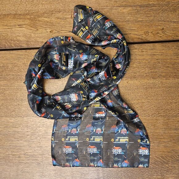 Teachers Scarf Schools and Busses 58"X14" - Picture 1 of 5